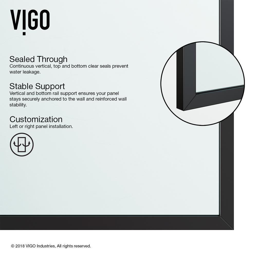 33 in. x 73 in. Frameless Fixed Shower Screen in Matte Black - Super Arbor