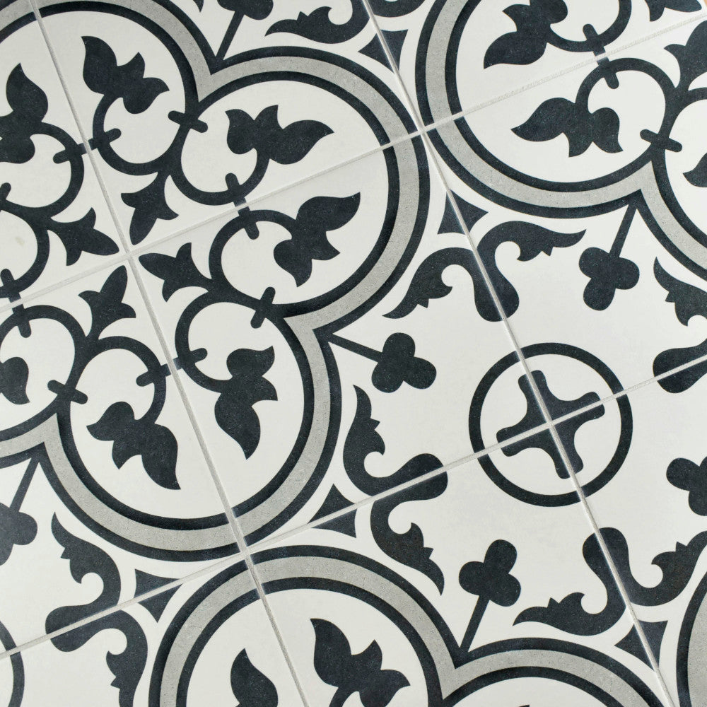 Merola Tile Arte Grey Encaustic 9-3/4 in. x 9-3/4 in. Porcelain Floor and Wall Tile (11.11 sq. ft. per case)