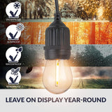 Outdoor/Indoor 48 ft. Corded Patio LED String Lights with 15 Sockets and 16 1-Watt S14 Filament Bulbs for Porch or Cafe
