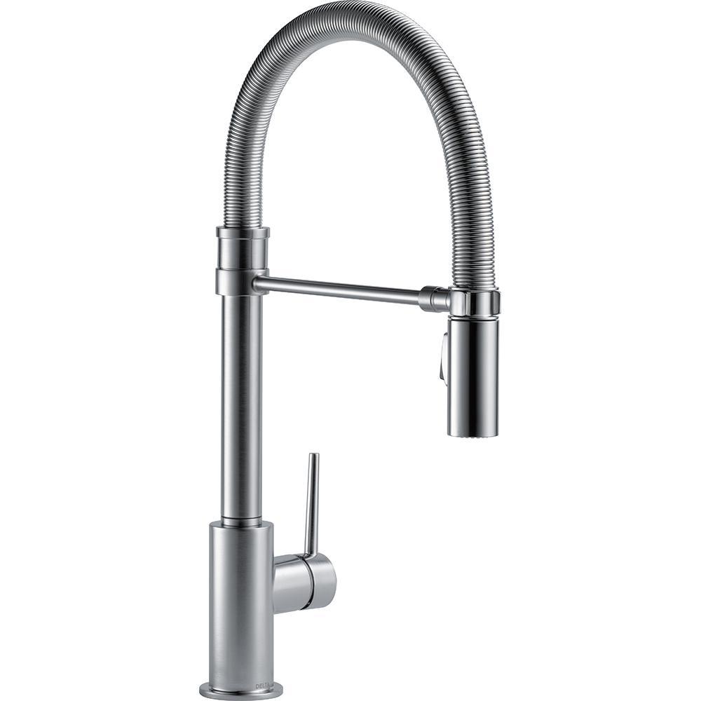 Trinsic Pro Single-Handle Pull-Down Sprayer Kitchen Faucet with Touch2O Technology and Spring Spout in Arctic Stainless - Super Arbor