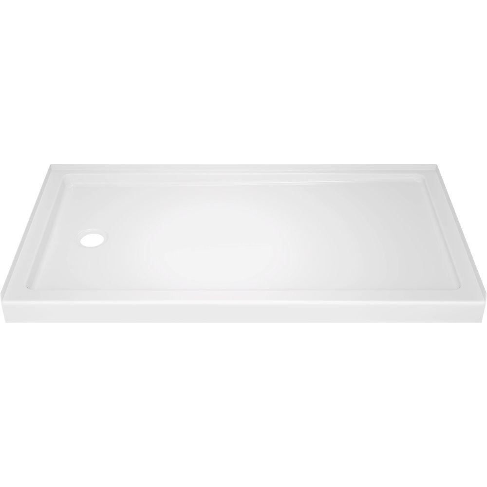 Classic 400 32 in. x 60 in. Single Threshold Left Drain Alcove Shower Base in High Gloss White - Super Arbor