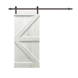 Distressed K 42 in. x 84 in. Walnut Stained Solid Knotty Pine Wood Interior Sliding Barn Door with Hardware Kit - Super Arbor
