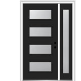 51 in. x 81.75 in. Celeste Frosted Glass Left-Hand Inswing 4-Lite Eclectic Painted Steel Prehung Front Door w/ Sidelite - Super Arbor