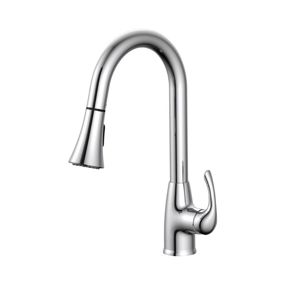 Sterling Single-Handle Pull-Down Sprayer Kitchen Faucet in Brushed Nickel - Super Arbor