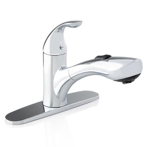 iSpring Chrome 1-Handle Deck-Mount Pull-Out Handle Kitchen Faucet (Deck Plate Included)