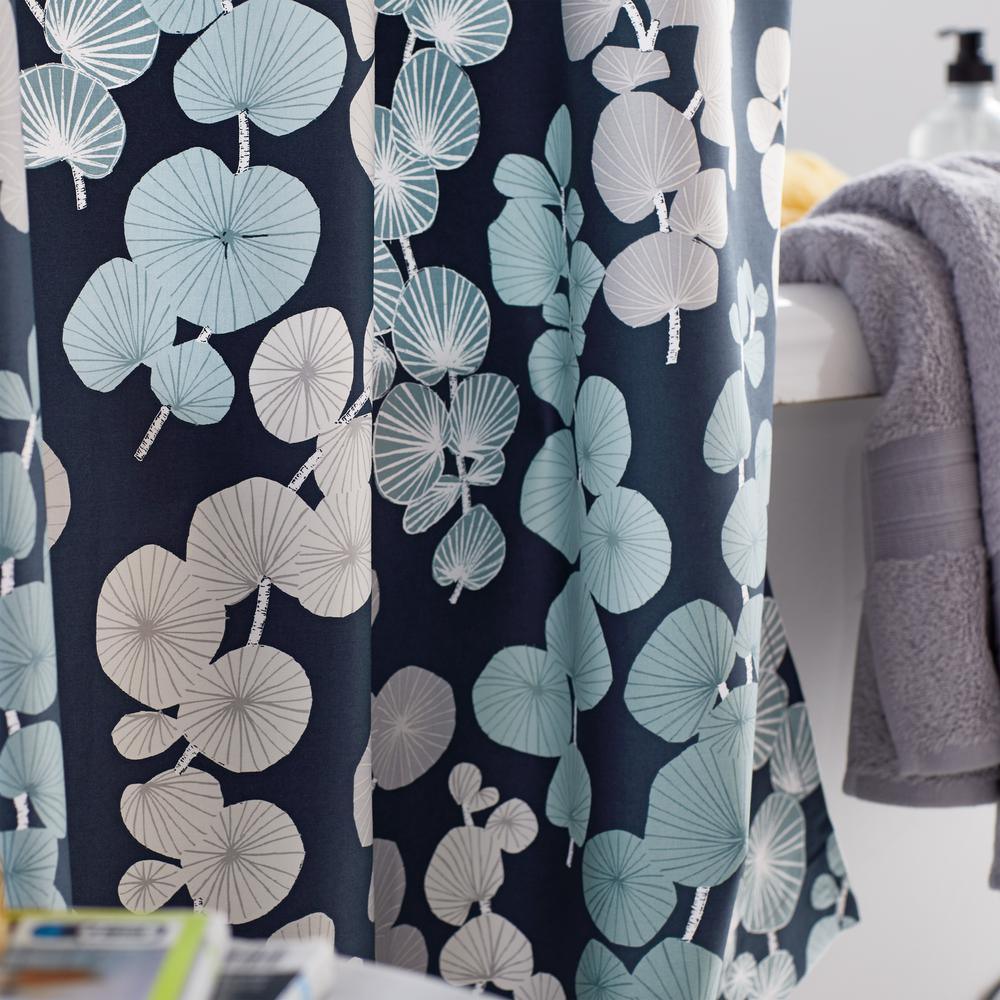 Pond Leaf 72 in. Multicolored Botanical Sateen Standard Shower Curtain - Super Arbor