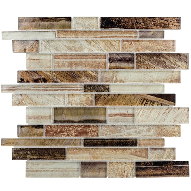 Elida Ceramica Laser Metallic Earth 12-in x 12-in Glossy Glass Linear Wall Tile (0.95-sq. ft/ Piece)