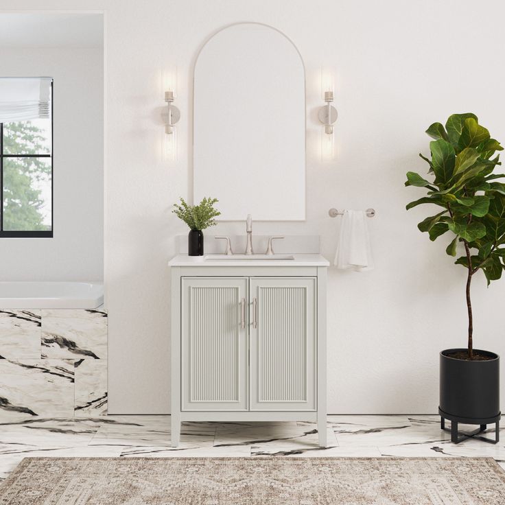 Style Selections Alaia 30-in Muse Gray Undermount Single Sink Bathroom Vanity with White Engineered Stone Top