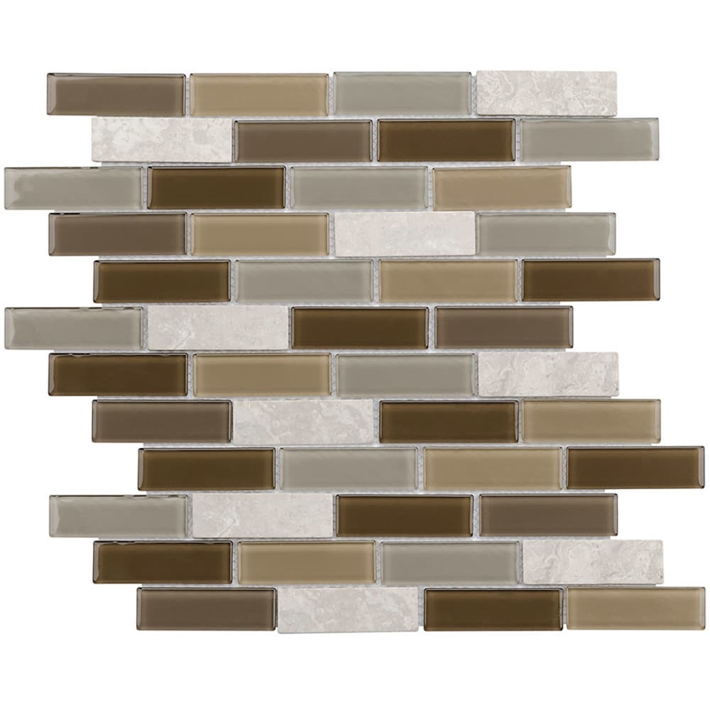 Elida Ceramica Florence 12-in x 12-in Glossy Glass/Stone Marble Linear Mosaic Wall Tile