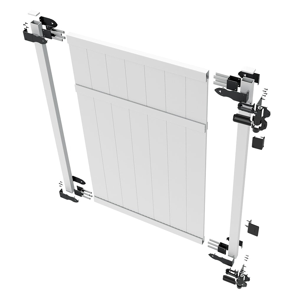 Freedom Brighton 6-ft H x 3-ft to 5-ft W White Vinyl Flat-top Fence Gate Kit No Dig (Unassembled)
