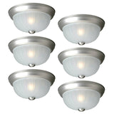 Project Source 6-Pack 10-in Painted Brushed Nickel Traditional Flush Mount Ceiling Light with Frosted Glass