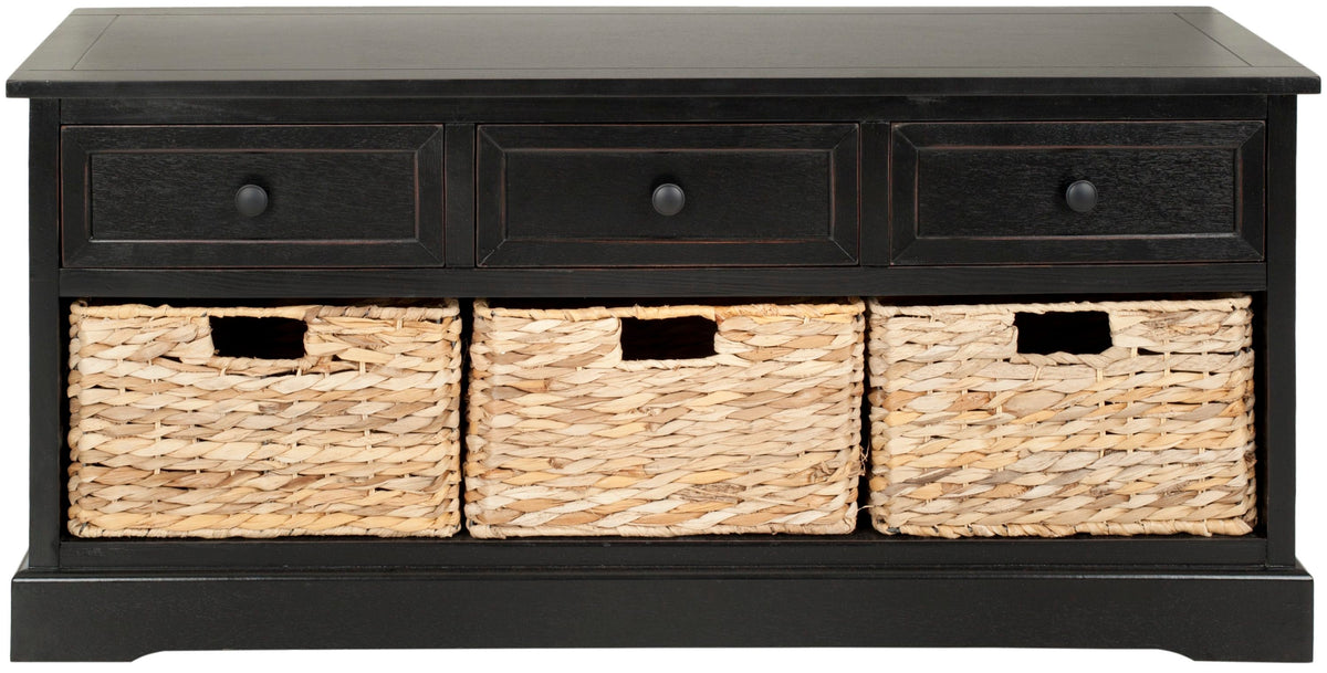 Safavieh Damien Coastal Distressed Black Storage Bench, 42.1 x 15.4 x 19.7 in