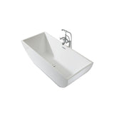 67 in. Acrylic Center Drain Rectangle Flat Bottom Freestanding Bathtub in White - Super Arbor
