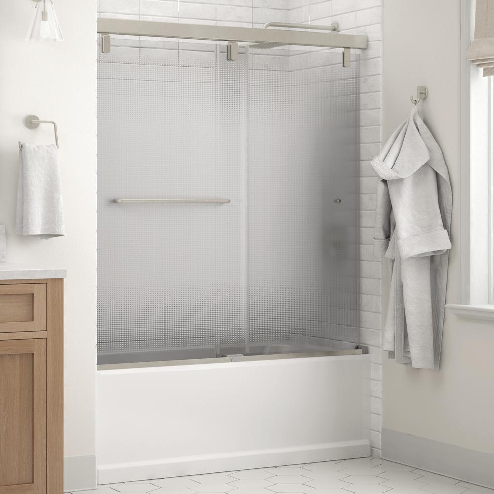 Simplicity 60 x 59-1/4 in. Frameless Mod Soft-Close Sliding Bathtub Door in Chrome with 1/4 in. (6mm) Clear Glass - Super Arbor