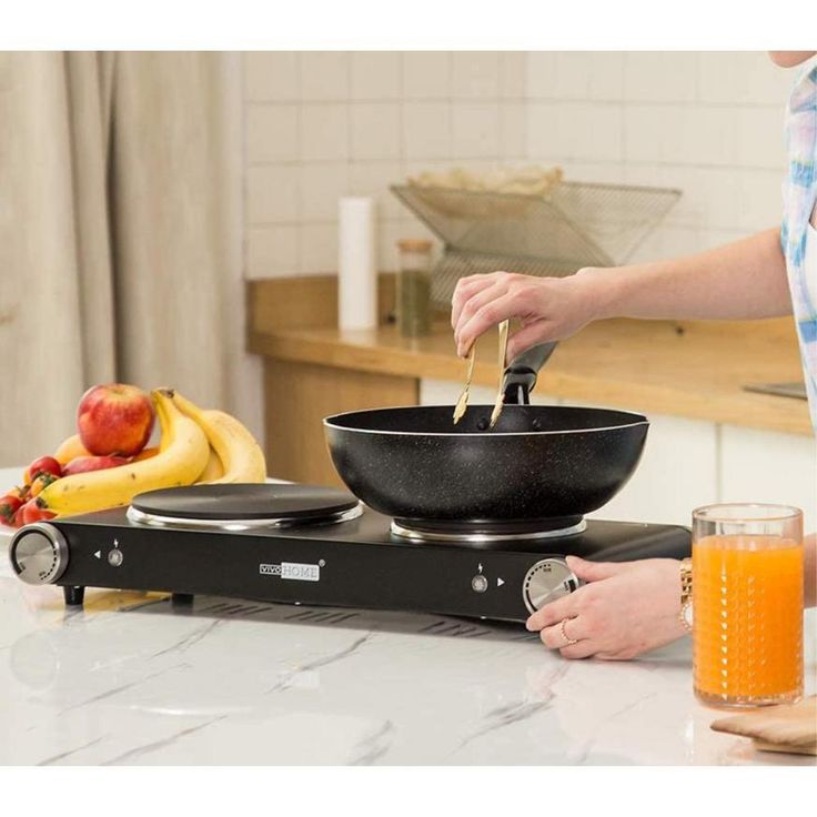 1800-Watt 2-Burner 7.1 in. Cast Iron Electric Hot Plate with Mitten