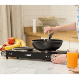 1800-Watt 2-Burner 7.1 in. Cast Iron Electric Hot Plate with Mitten