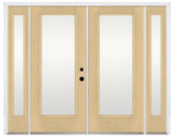 Therma-Tru Benchmark Doors 95-in x 80-in 4-9/16-in Low‑E Ready-to-Paint Fiberglass French Left-Hand Inswing Double Patio Door with Sidelights, Brickmould Included