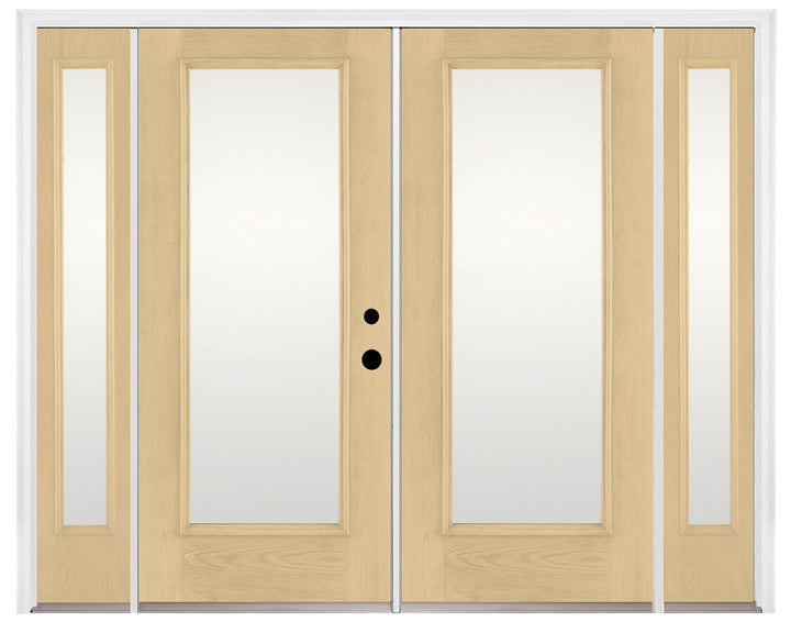 Therma-Tru Benchmark Doors 95-in x 80-in 4-9/16-in Low-E Ready-to-Paint Fiberglass French Left-Hand Inswing Double Patio Door with Sidelights