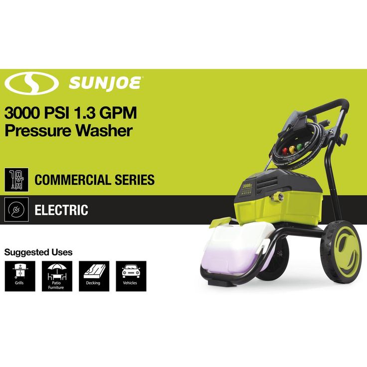 Sun Joe 3000 PSI Max 1.3 GPM 14.5 Amp High Performance Brushless Induction Motor Electric Pressure Washer