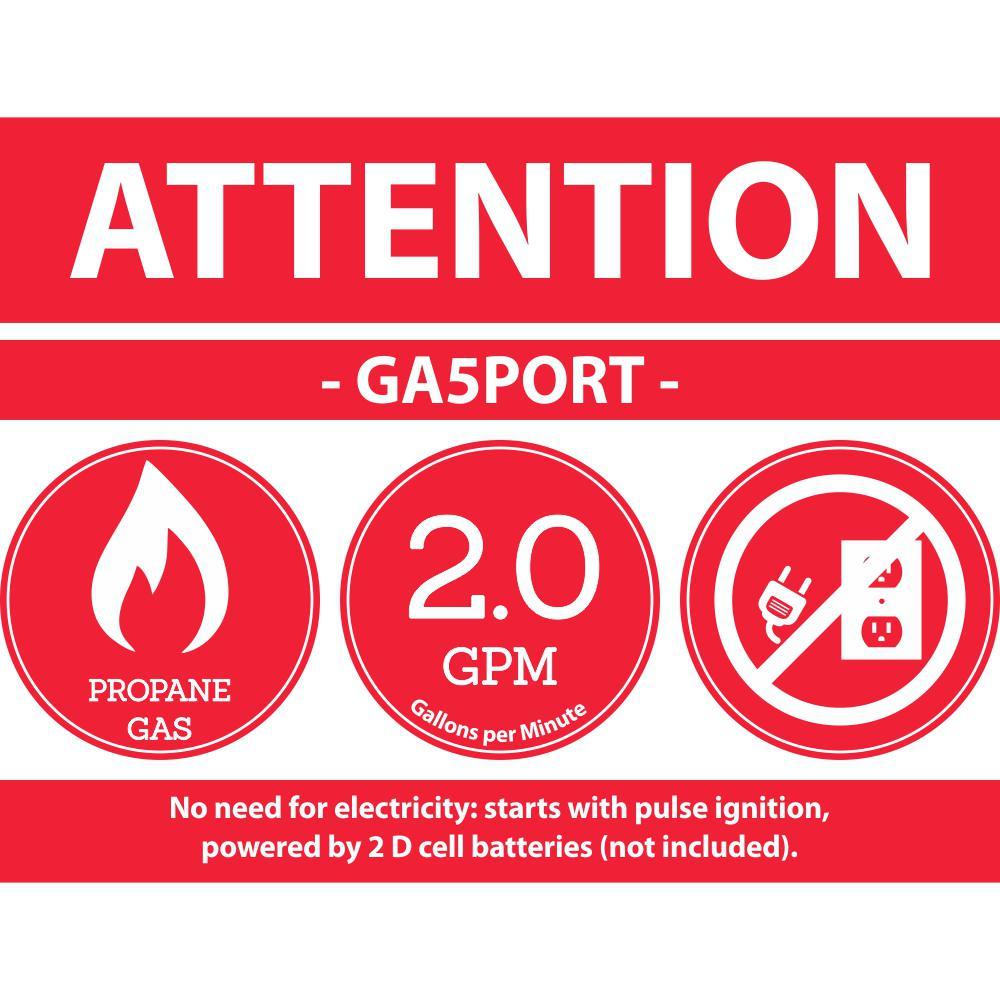 2.0 GPM Liquid Propane Gas Portable Tankless Water Heater - Super Arbor