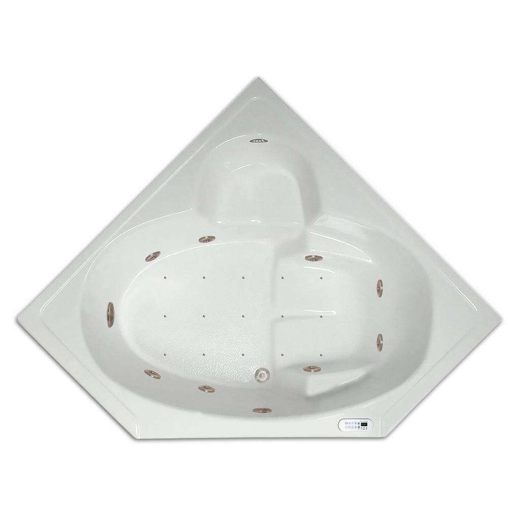 4.48 ft. Corner Drop-In Whirlpool and Air Bath Tub in White with Tranquility Package - Super Arbor