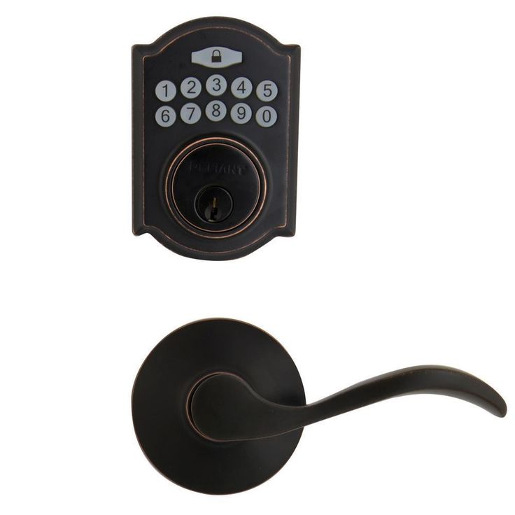Castle Aged Bronze Electronic Single Cylinder Deadbolt with Naples Passage Lever Combo Pack
