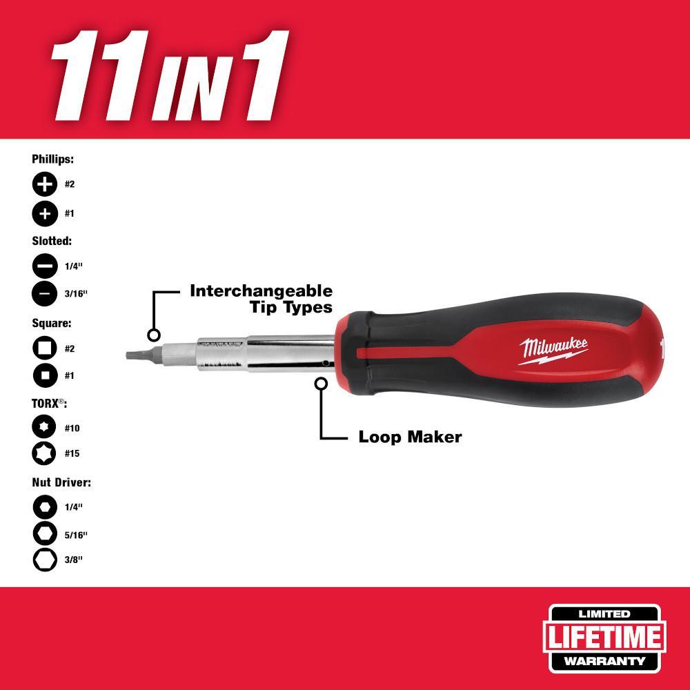 10 in. PACKOUT Tote with 11-in-1 Multi-Tip Screwdriver with Square Drive Bits - Super Arbor