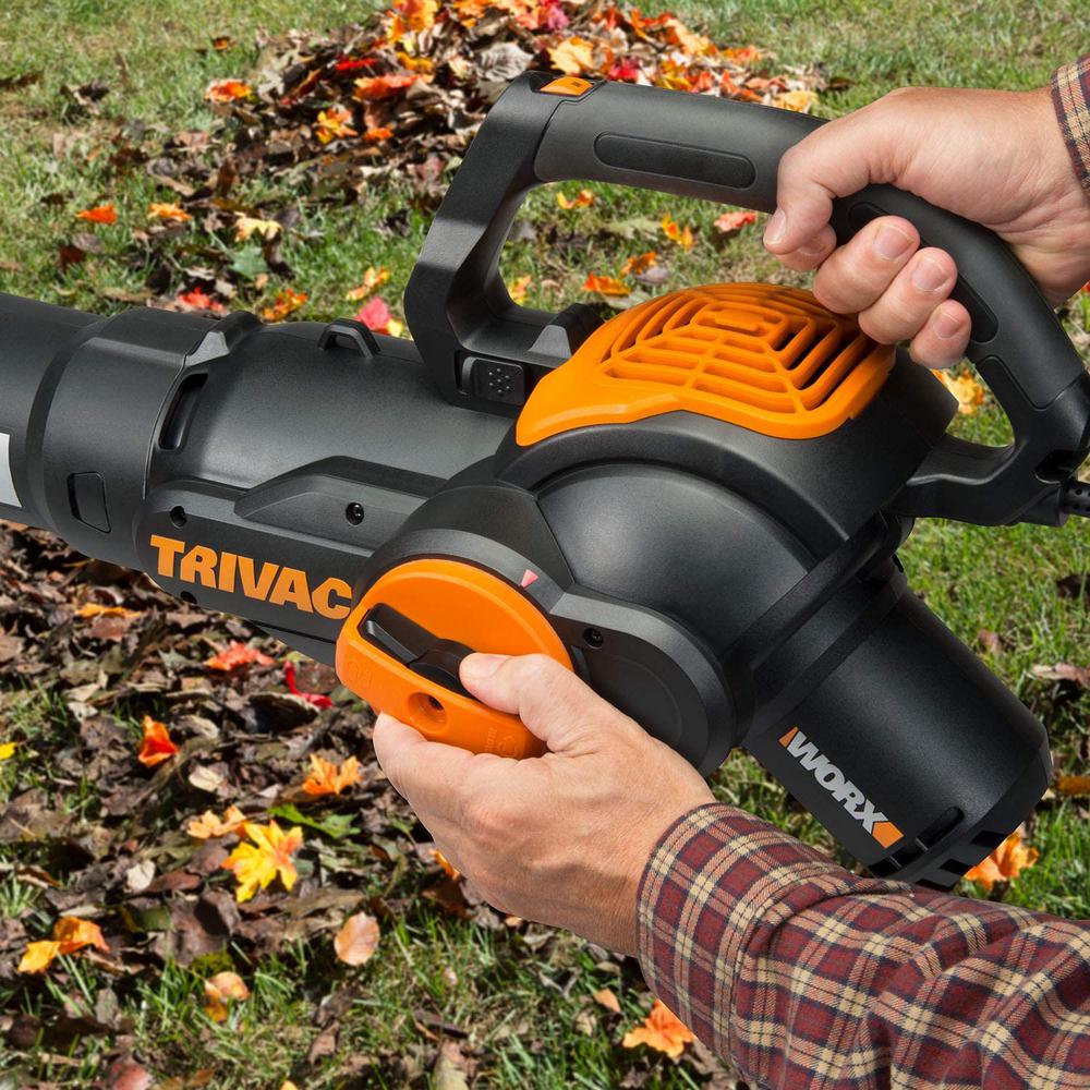 Worx TRIVAC 2.0 70 MPH 600 CFM Electric 12 Amp 3-in-1 Blower, Mulcher, Yard and Lawn Vacuum with Metal Impeller - Super Arbor