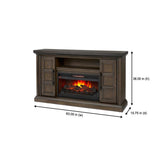 Halwell 63 in. Media Console Infrared Electric Fireplace in Warm Brown with Espresso Top - Super Arbor