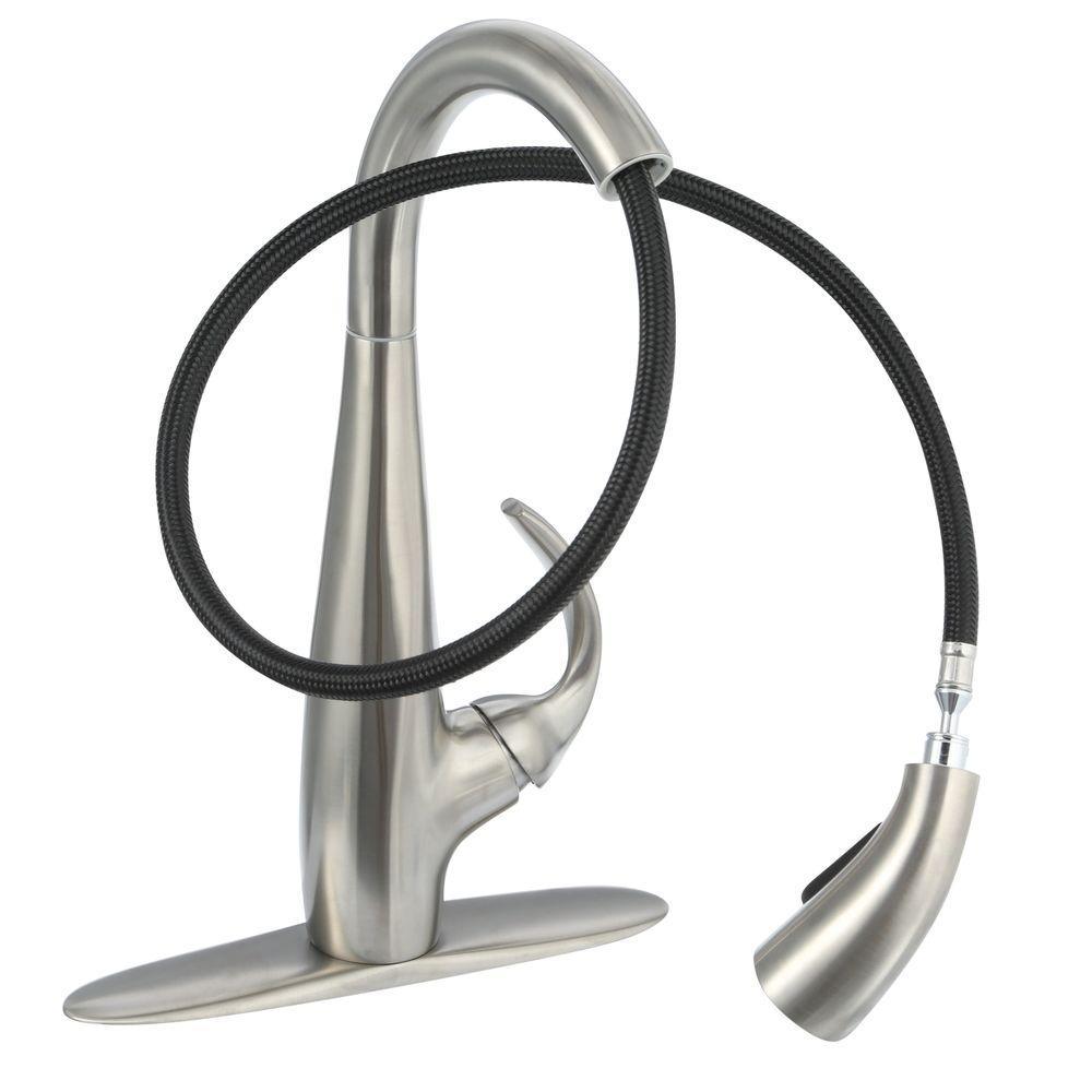 Avanti Single-Handle Pull-Down Sprayer Kitchen Faucet in Stainless Steel - Super Arbor