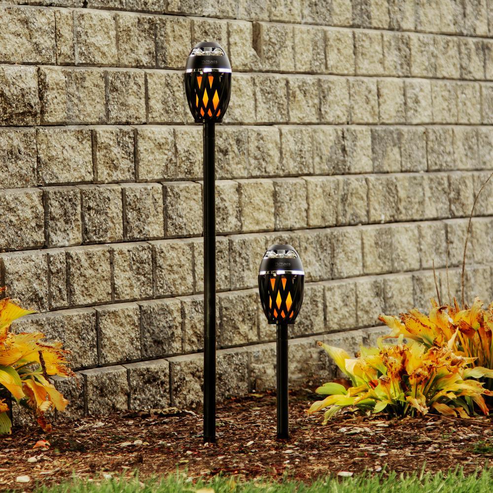 TikiTunes Black Bluetooth Speaker with LED Atmospheric Lighting Effect Bundle & Adjustable 40 in. Pole and Ground Stake - Super Arbor