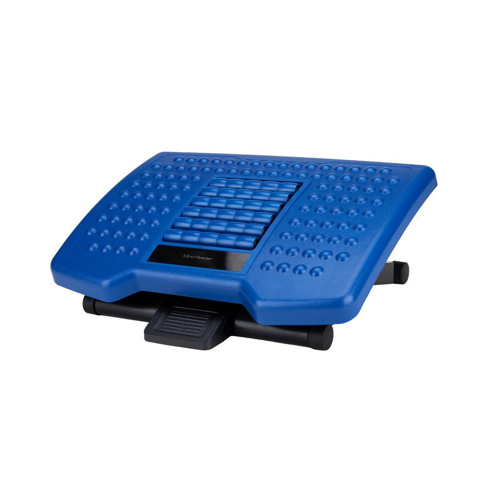 Blue Adjustable Height Ergonomic Foot Rest with Massage Rollers - Super Arbor