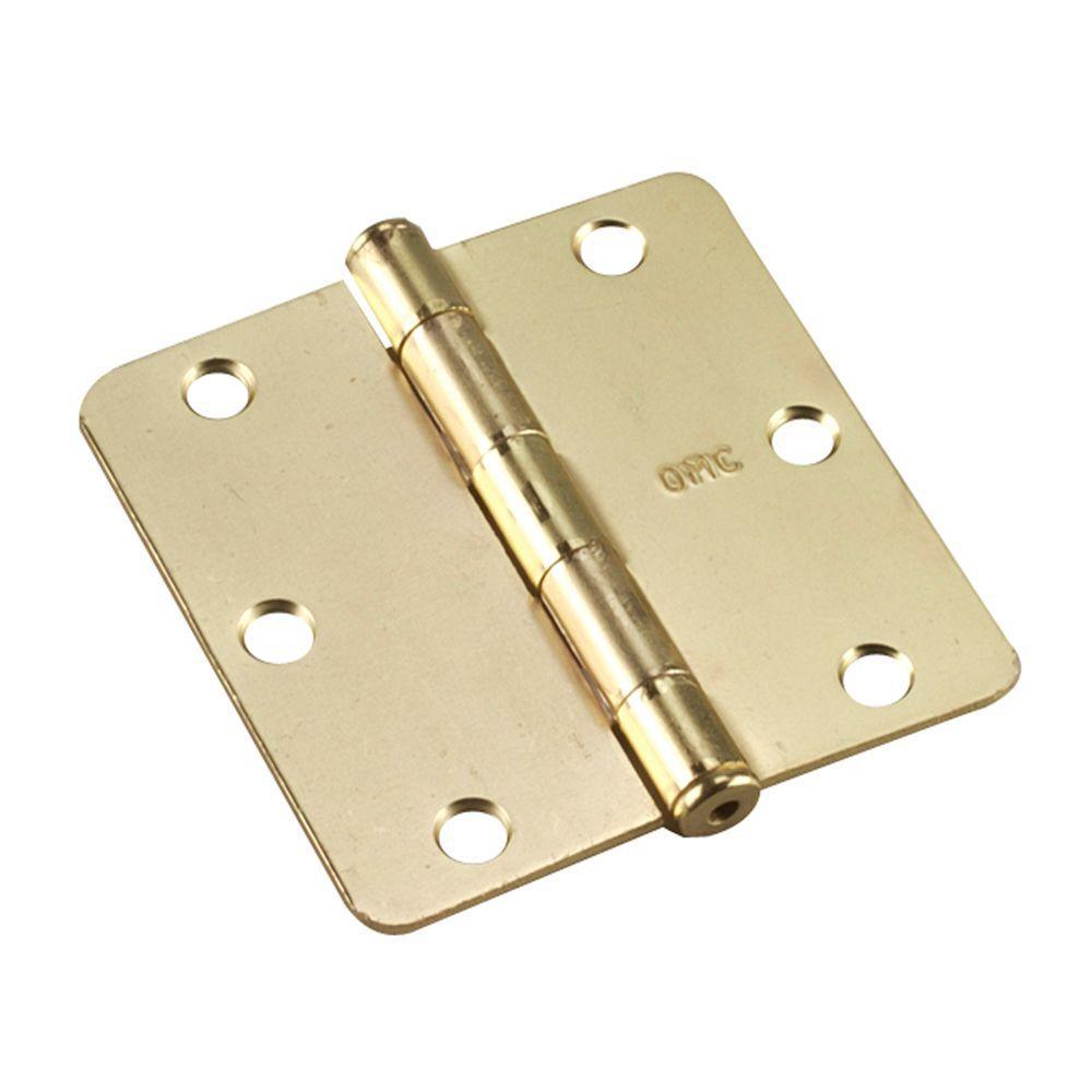 (2-Pack) 3-1/2 in. x 3-1/2 in. Brushed Nickel Full Mortise Butt Hinge with 1/4 in. Radius - Super Arbor