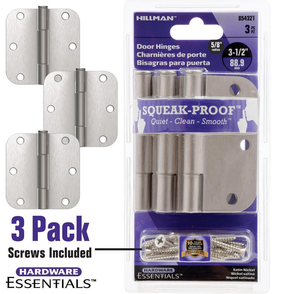 5/8 in. Satin Nickel Squeak Proof Hinge (3-Pack) - Super Arbor