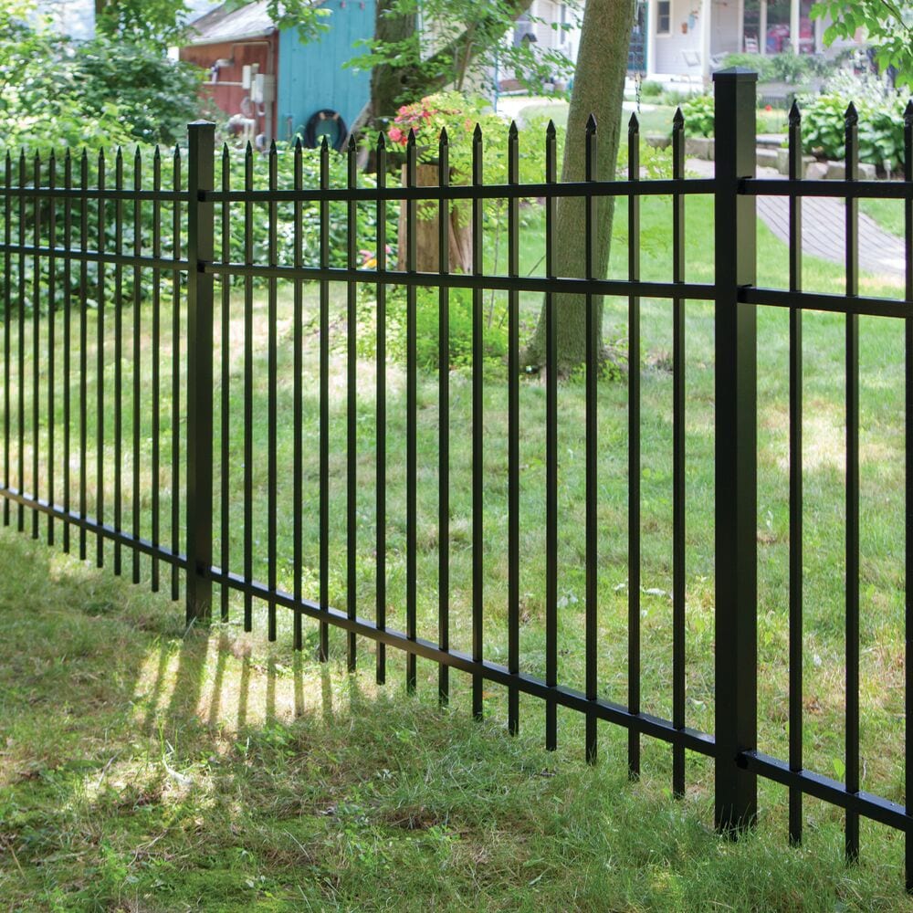 Freedom Providence 6-ft H x 2-in W Black Aluminum Spaced Picket Pressed-point Decorative Line Fence Post