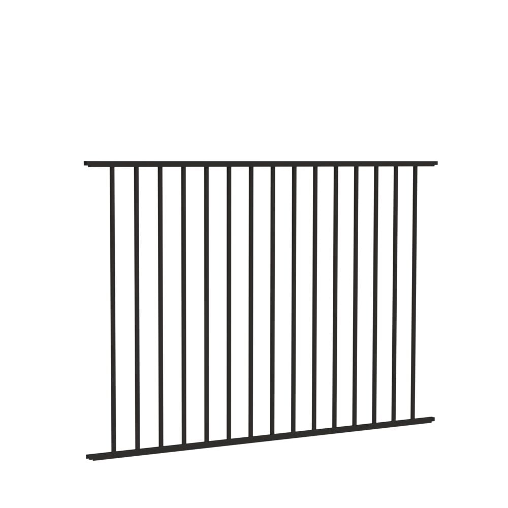 Freedom Easton 4-ft H x 6-ft W Black Aluminum Spaced Picket Flat-top Decorative Fence Panel