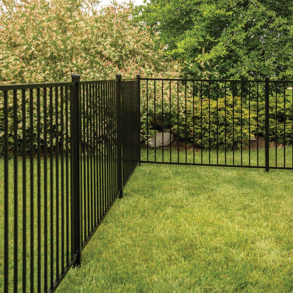 Freedom Easton 6-ft H x 2-in W Black Aluminum Spaced Picket Flat-top Decorative Line Fence Post