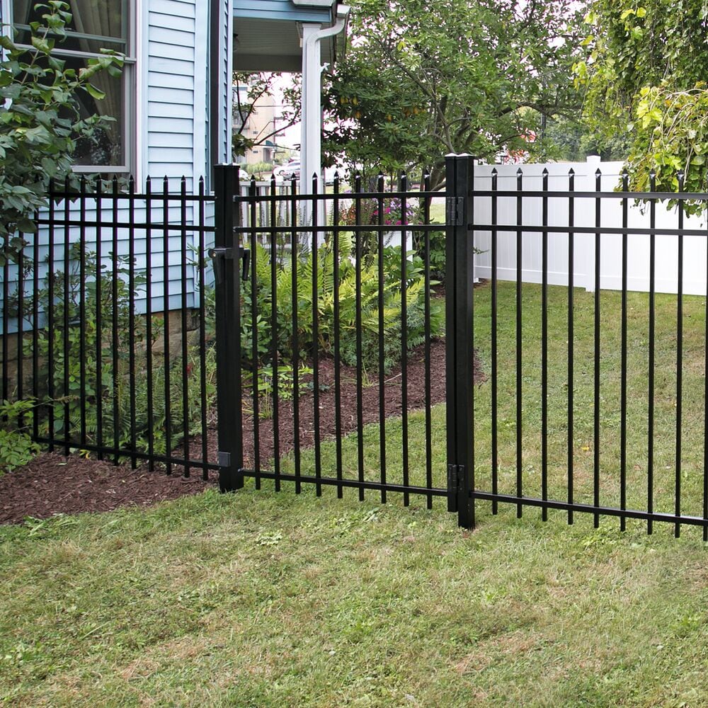 Freedom Providence 9-ft H x 2-in W Black Aluminum Spaced Picket Pressed-point Decorative Gate Fence Post