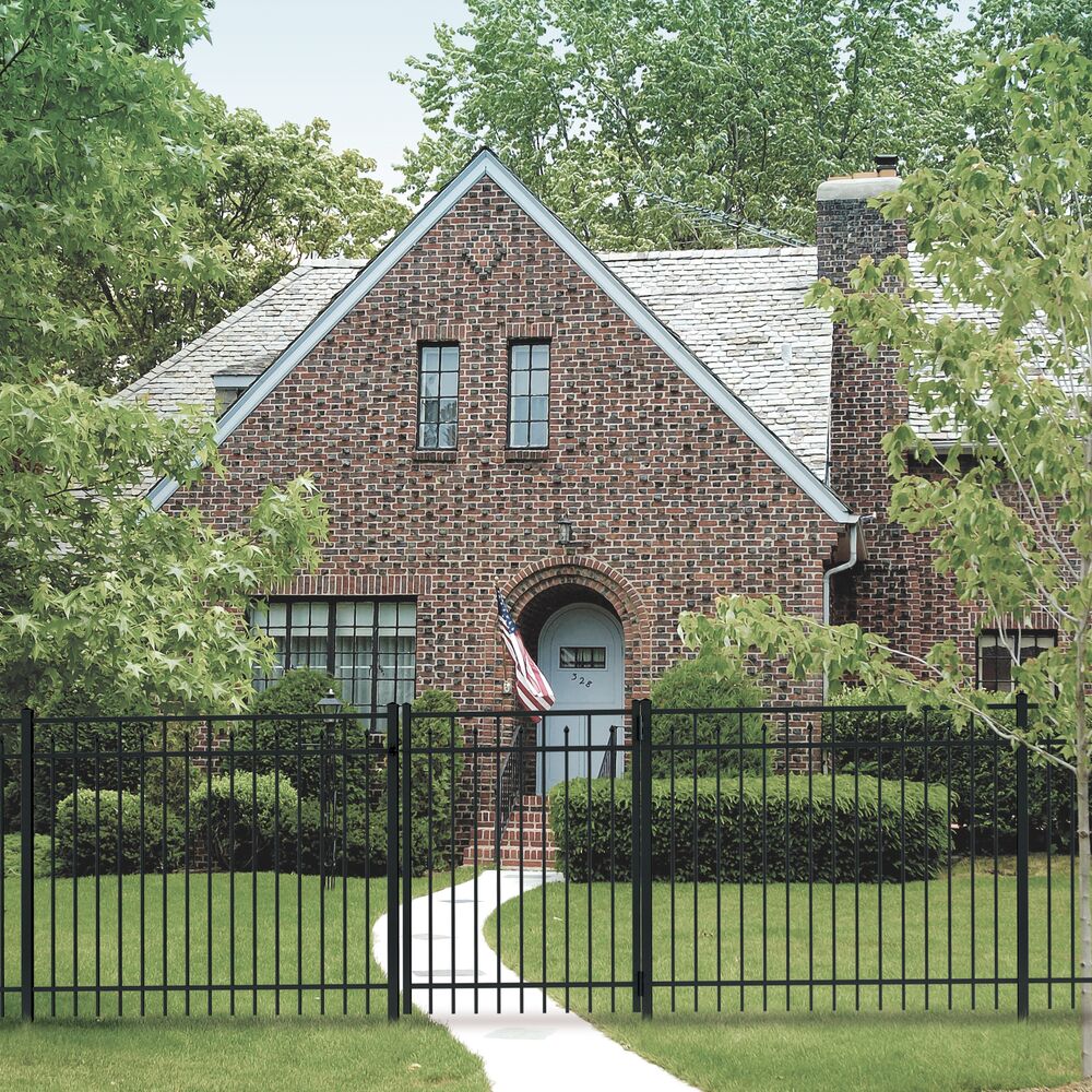 Freedom Concord/New Haven 7-ft H x 2-in W Black Aluminum Spaced Picket Flat-top Decorative Gate Fence Post