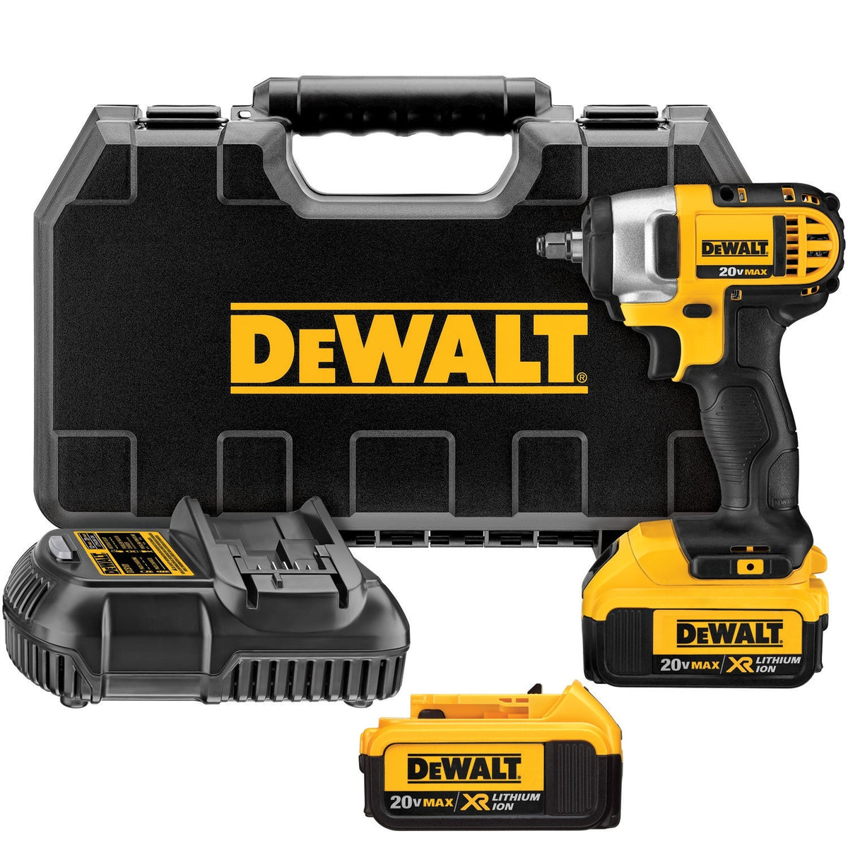 DEWALT XR 20-Volt Max Variable Speed 3/8-in Square Drive Cordless Impact Wrench Kit (2 Batteries Included)