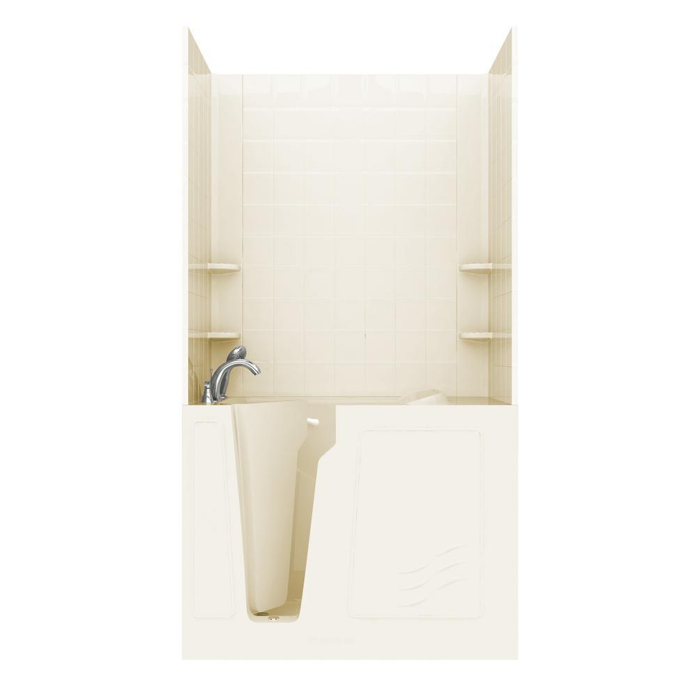 Rampart 3.9 ft. Walk-in Whirlpool and Air Bathtub with 4 in. Tile Easy Up Adhesive Wall Surround in White - Super Arbor