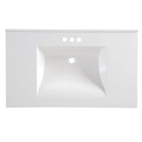 37 in. W x 22 in. D Cultured Marble Vanity Top in White with White Sink