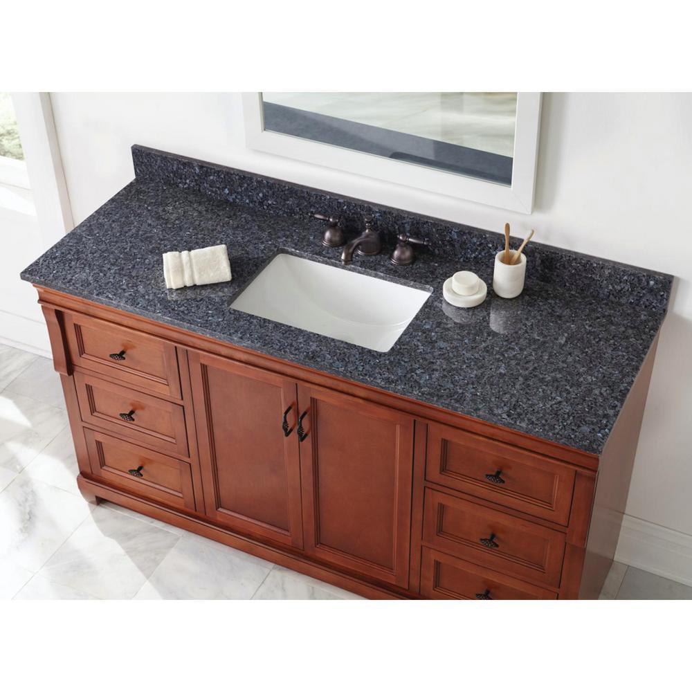 61 in. W x 22 in. D Granite Single Sink Vanity Top in Blue Pearl with White Trough Sink - Super Arbor