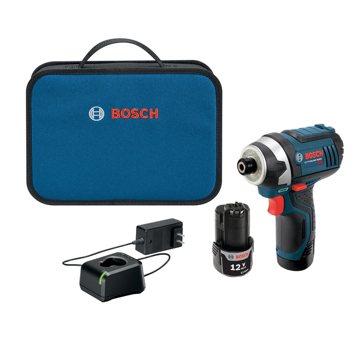 Bosch 12V Max 1/4-in Variable-Speed Cordless Impact Driver Kit with 2 Batteries, Charger and Bag