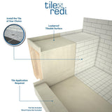 Base'N Bench 34 in. x 60 in. Single Threshold Shower Base and Bench Kit with Left Drain and Polished Chrome Trench Grate - Super Arbor