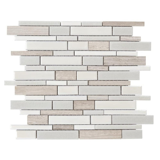 Elida Ceramica Crackled Linear Silk 12-in x 12-in Glazed Porcelain/Marble Linear Mosaic Wall Tile (1.05-sq ft)
