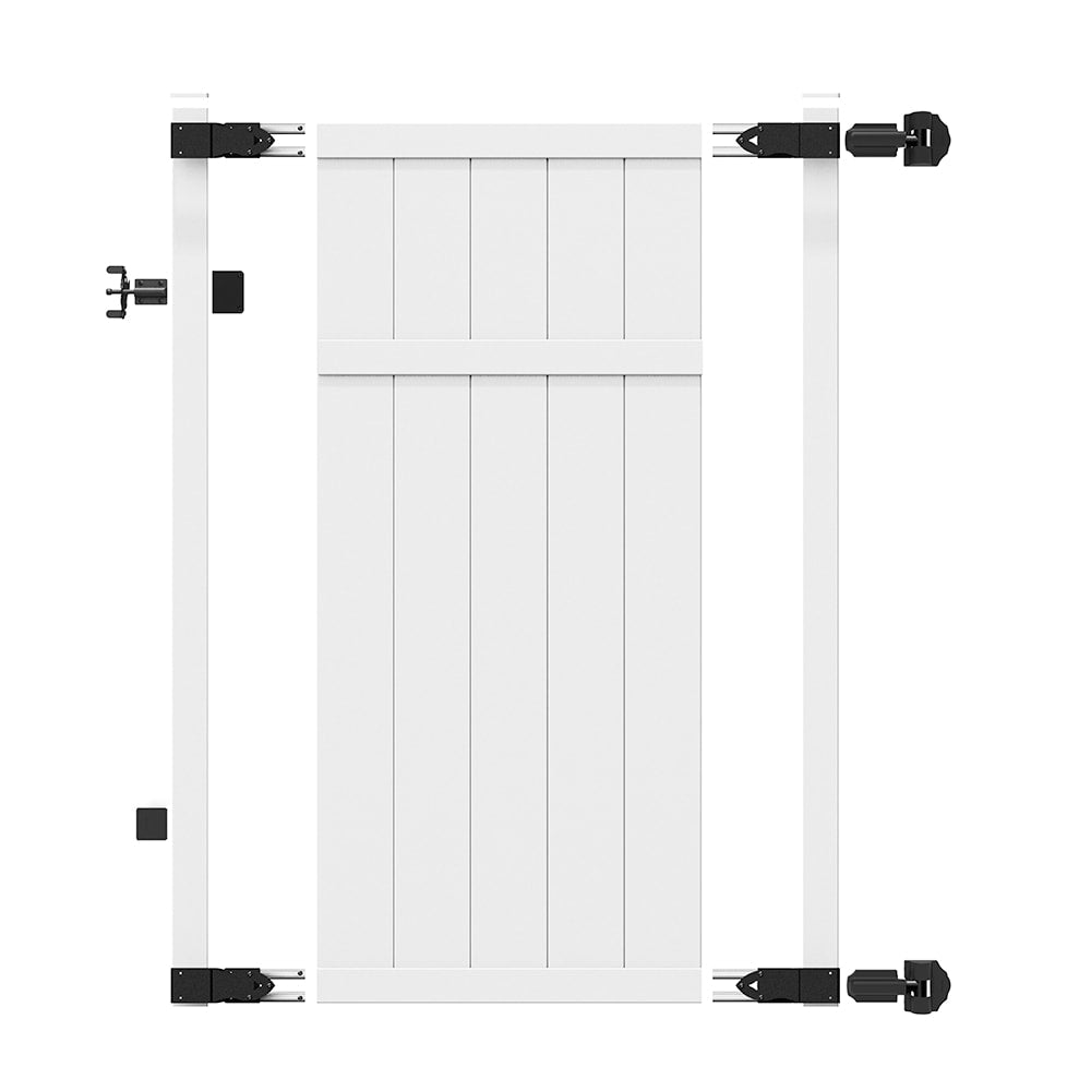 Freedom Brighton 6-ft H x 3-ft to 5-ft W White Vinyl Flat-top Fence Gate Kit No Dig (Unassembled)