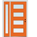 53 in. x 81.75 in. Celeste Clear Low-E Glass Right-Hand 4-Lite Eclectic Painted Steel Prehung Front Door with Sidelite - Super Arbor