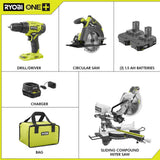 15 Amp 10 in. Sliding Compound Miter Saw and 18-Volt Cordless ONE+ Drill/Driver, Circular Saw Kit - Super Arbor
