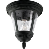 Progress Lighting Westport 9.12-in Black Indoor/Outdoor Flush Mount Light, Clear Seeded Glass